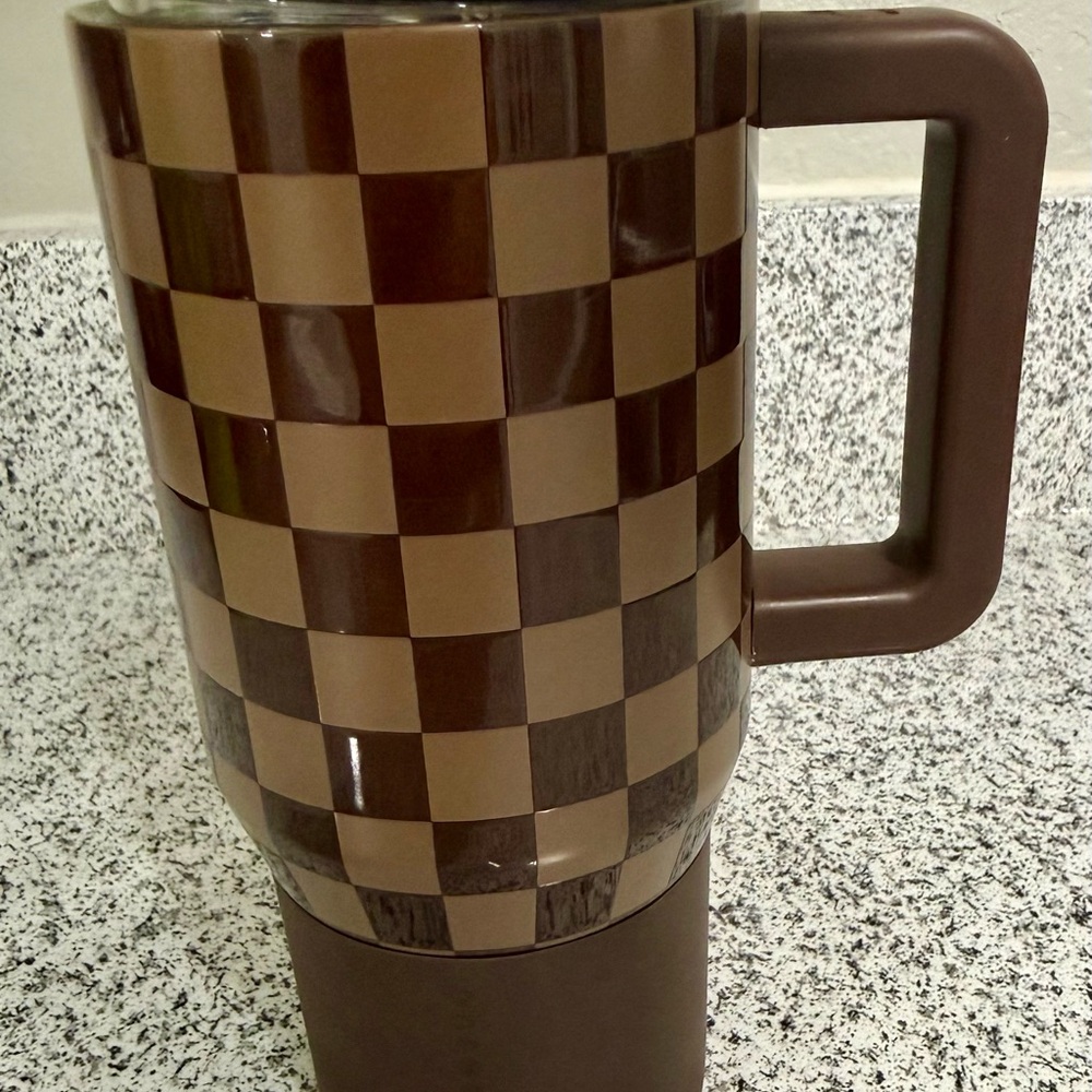 HydroJug Brown Checkered Water Bottle with Handle 20oz